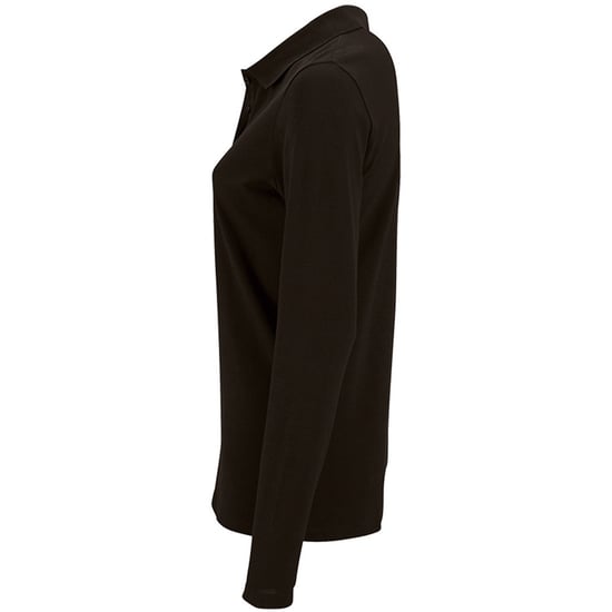 SOLS Womens/Ladies Perfect Long Sleeve Pique Polo Shirt (Black) - Image 3