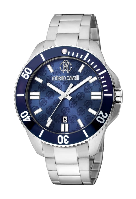 RC5G013M0095 Roberto Cavalli Mens Quartz Stainless Steel Dark Blue 10 ATM 44 mm Watch