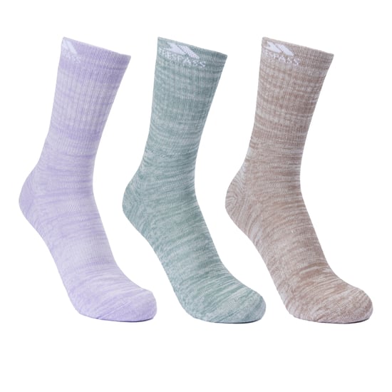 Trespass Womens/Ladies Helvellyn Trekking Socks (Pack Of 3) (Spruce Green/Oatmeal/Gelsomino Melange) - Image 1