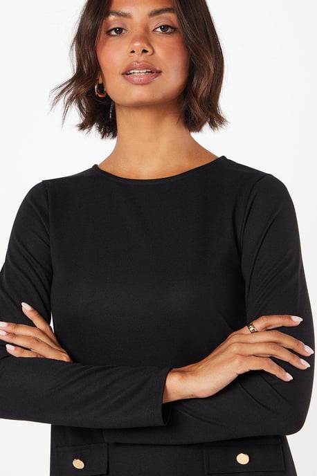 Ponte Button Pocket Dress
