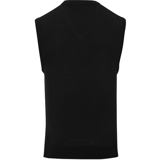 Premier Mens Sleeveless Cotton Acrylic V Neck Sweater (Black) - Image 2