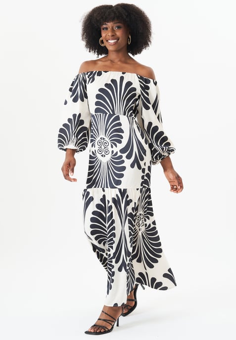 Vestido Maxi de Mono con Estampado Bardot - Image 3
