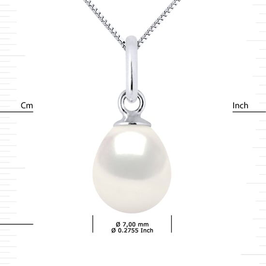 Perla de agua dulce colgante 7-8 mm Pear de oro blanco de 18k entregado con cadena - Image 3