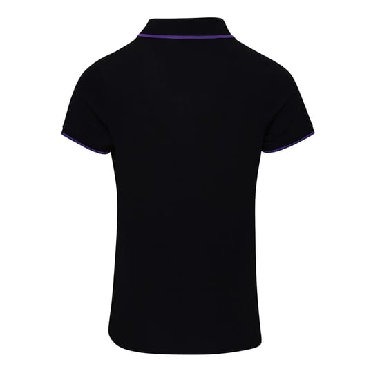 Premier Womens/Ladies Coolchecker Contrast Pique Polo Shirt (Black/Purple) - Image 2