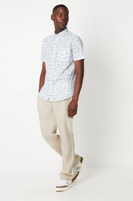 Grey Floral Print Short Sleeve Shirt