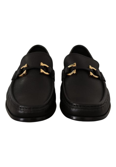 Salvatore Ferragamo Men's Black Calf Leather Moccasins Loafers Shoes