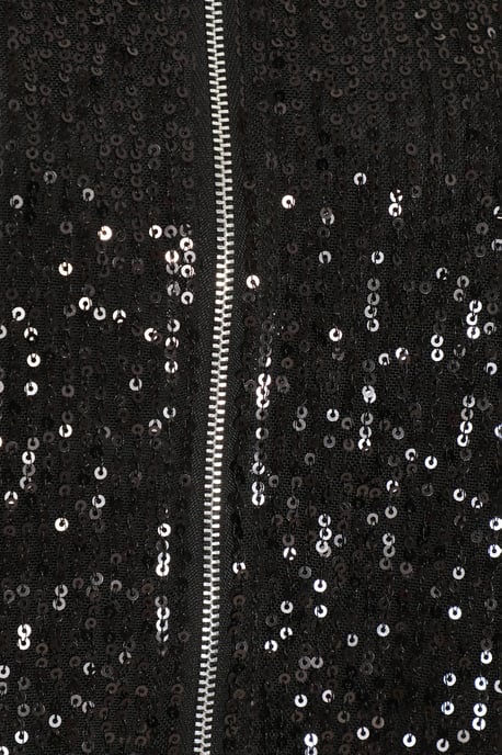 Black Sequin Bomber Jacket