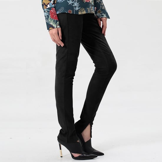 Slim pants structured in stretch suede - Image 2