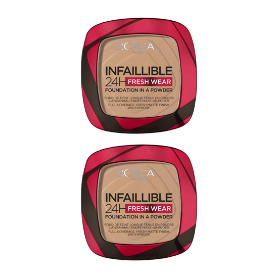 2 x L'Oreal Paris Infallible Base en Polvo 24H Fresh Wear 9g - 220 Arena - Image 1