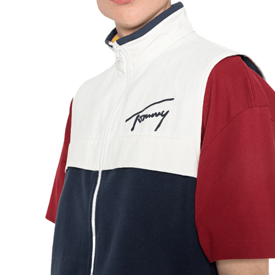 Chaleco retro Tommy Hilfiger Mix Media para hombre en azul marino - Image 2