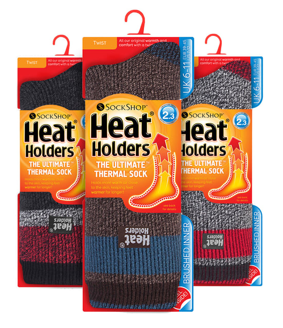 HEAT HOLDERS - 3 Pack Multipack Mens Insulated Thermal Socks for Winter - Negro / Gris - Image 2