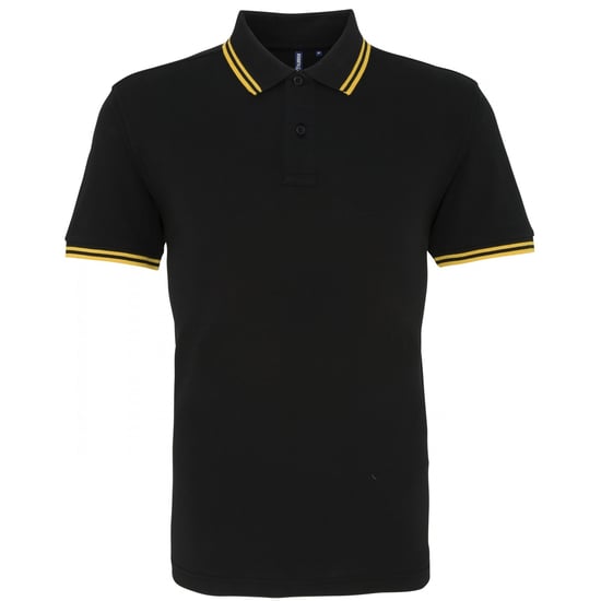 Asquith & Fox Mens Classic Fit Tipped Polo Shirt (Black/Yellow) - Image 1