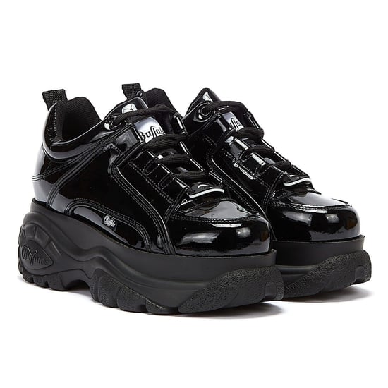 Buffalo London 2.0 Patent Womens Black Trainers - Image 1