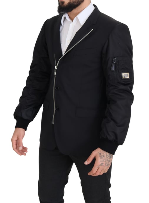 Chaqueta de lana negra con cremallera completa y mangas largas para hombre de Dolce & Gabbana - Image 6