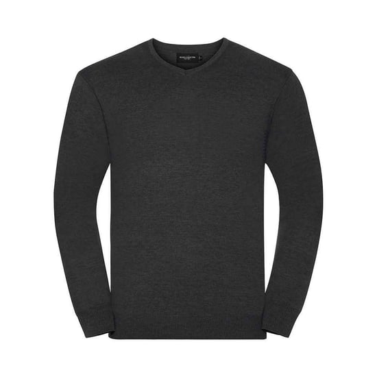 Russell Collection Mens Cotton Acrylic V Neck Sweatshirt (Charcoal Marl) - Image 1