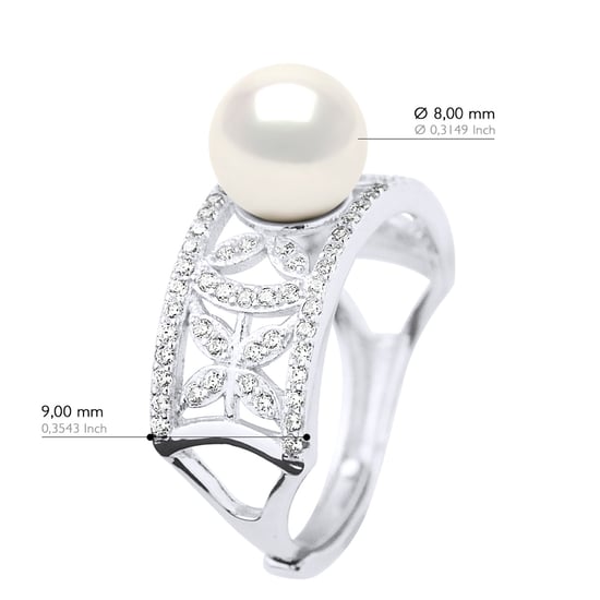Ring Jewelry - Real Cultured Freshwater Pearl Round 8-9 mm - Image 2