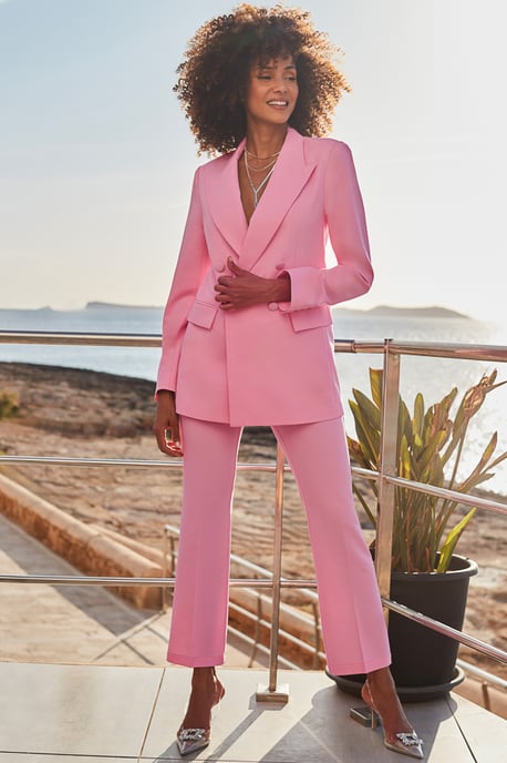 Pink Kick Flare Cropped Trousers