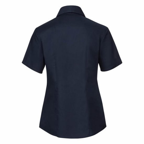 Russell Collection Ladies/Womens Short Sleeve Easy Care Oxford Shirt (Bright Navy) - Image 2