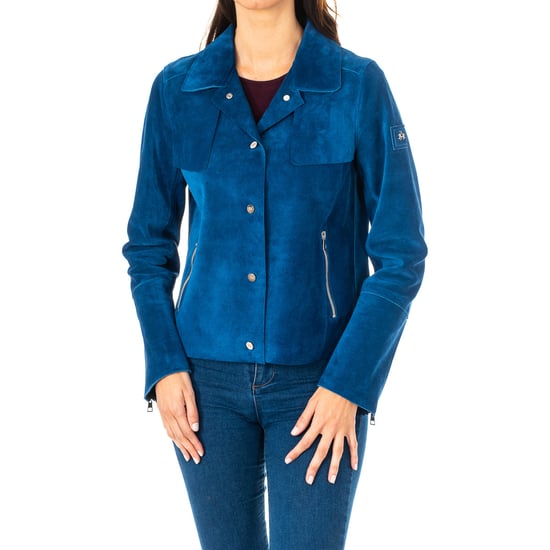 Women's long-sleeved leather jacket with lapel collar JWL002