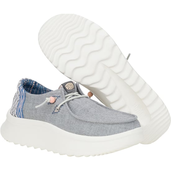 HEYDUDE Wendy Peak Chambray Woven Polyester Women's Grey Loafers - Image 3