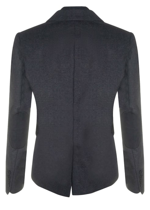 Blazer de lana negra con diseño de espiga de tweed para mujer, años 20 - Image 3