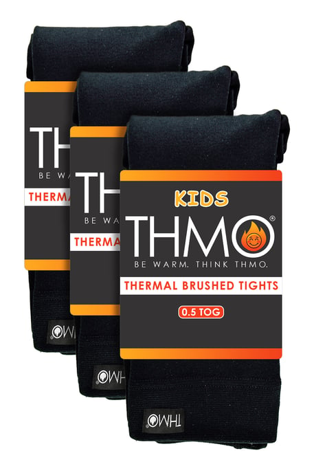 3 Pair Multipack Girls Thermal Tights for Winter | THMO | Mallas Calientes Negras Ideales para la Escuela - Negro - Image 2