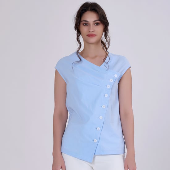 Double breasted pleated asymmetric top - Image 1