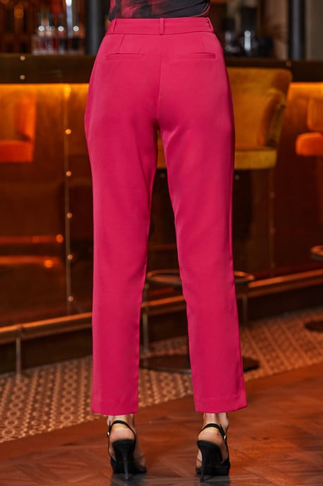 Rich Pink Tapered Leg Trousers