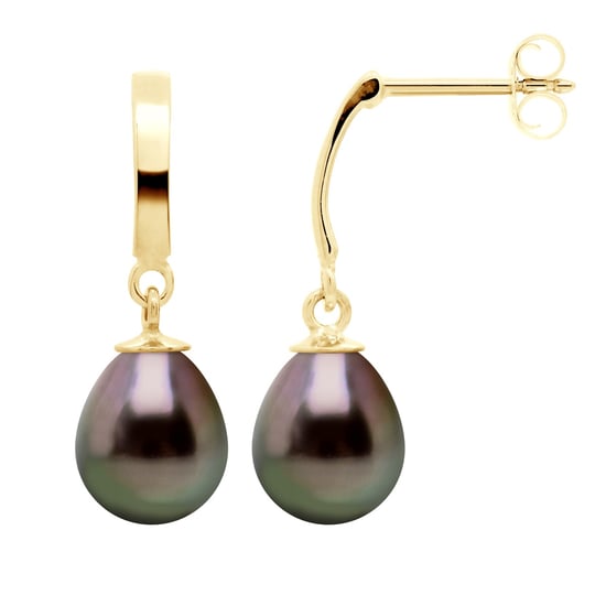 Earrings Prestige Articulated in Yellow Gold 375 and Real Cultured Tahiti Pearls 8-9 mm - Image 1