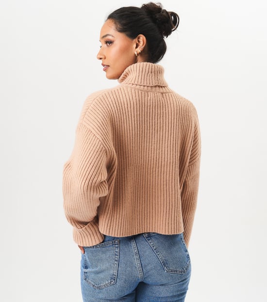 High Neck Chunky Knit Crop Jumper