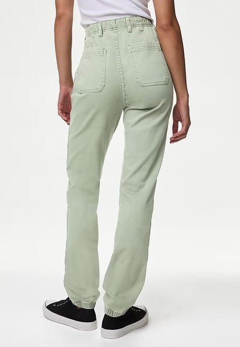 M&S Collection Ladies Cotton Blend Slim Fit Ankle Grazer Joggers Oliva - Image 2