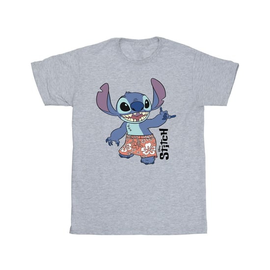 Disney Girls Lilo & Stitch Bermuda Shorts Cotton T-Shirt (Sports Grey) - Image 1