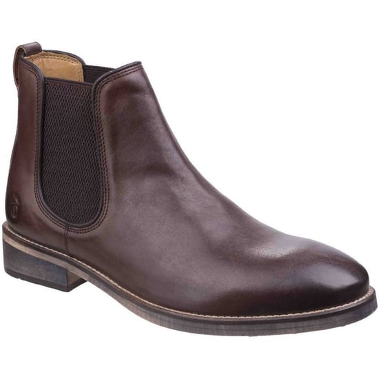 Cotswold Mens Corsham Town Leather Pull On Casual Chelsea Ankle Boots (Dark Brown) - Image 1