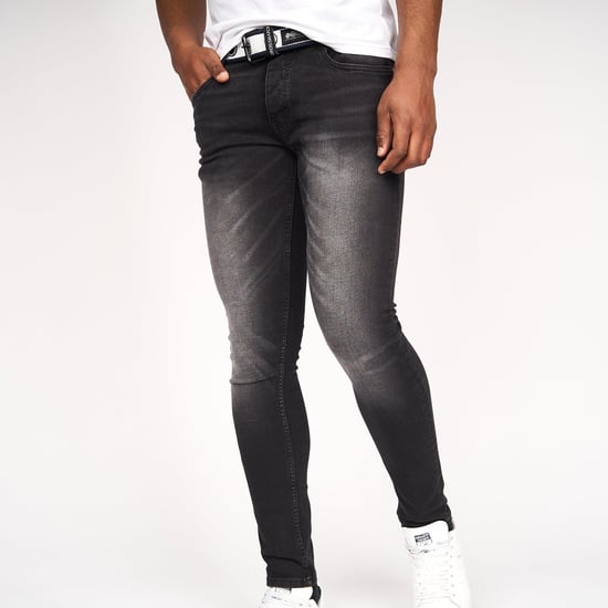 Crosshatch Mens Barbeck Slim Jeans (Black Wash) - Image 1