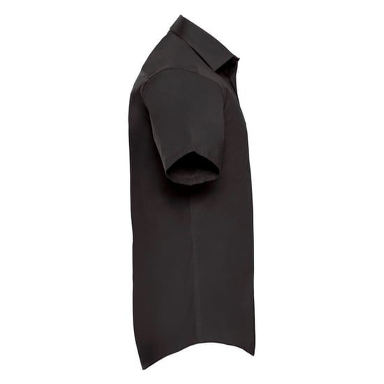 Russell Collection Mens Stretch Fitted Short-Sleeved Shirt (Black) - Image 3