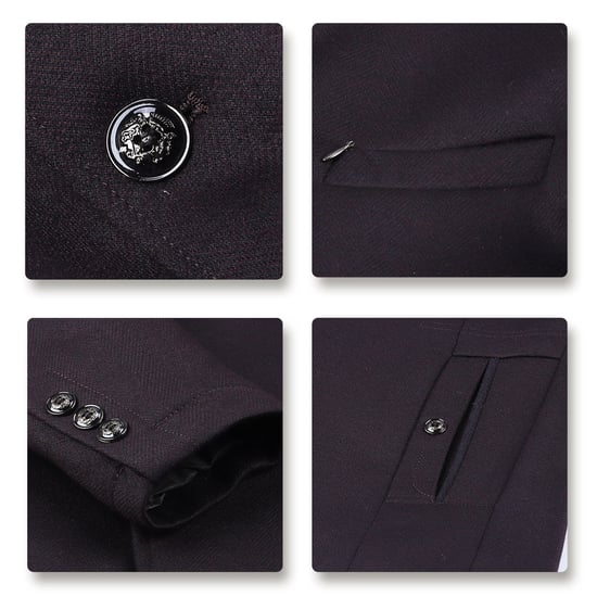 Men's Short Slim Fit Coat with Stand-Up Collar Business Casual Wool Overcoat Red