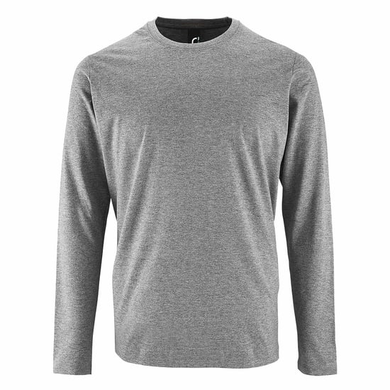 SOLS Mens Imperial Long Sleeve T-Shirt (Grey Marl) - Image 1