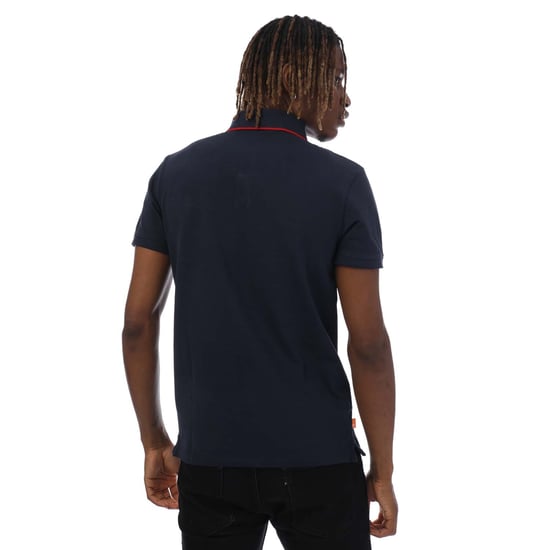 Men's Timberland Millers River Printed Neck Polo Shirt in Navy