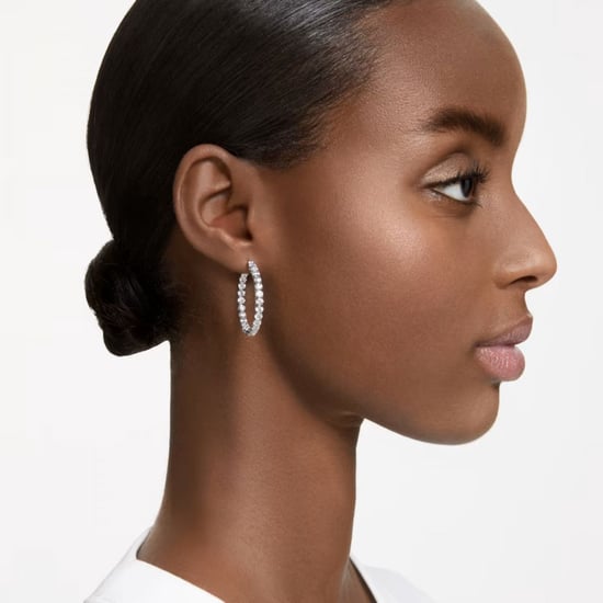 Swarovski 'Matrix' Women's Base Metal Hoop Earrings - Silver 5647715 - Image 5