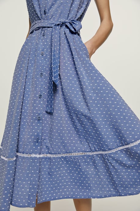 Vestido con detalle de botones y lunares índigo - Image 4