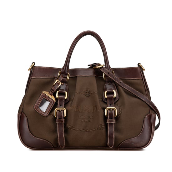Vintage Prada Canapa Logo Satchel Brown - Image 1