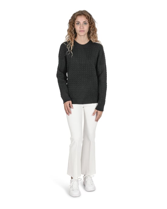 Crown Of Edinburgh Cashmere Womens Round Neck Sweater Coe 0013 Black