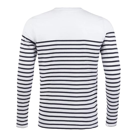 SOLS Mens Matelot Striped Long-Sleeved T-Shirt (White/Navy) - Image 2