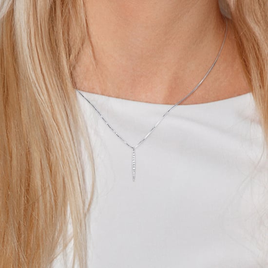 DIADEMA - Necklace with Diamonds - White Gold - Venetian Chain
