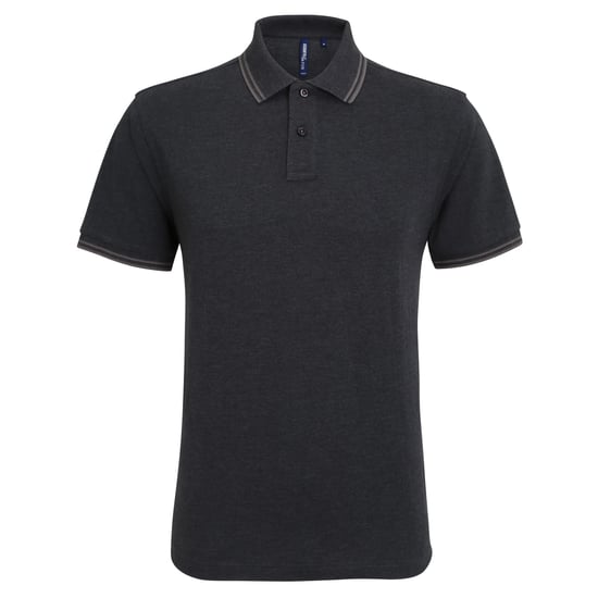 Asquith & Fox Mens Classic Fit Tipped Polo Shirt (Black Heather/Charcoal) - Image 1