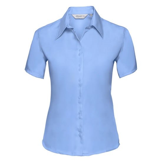 Russell Collection Womens/Ladies Ultimate Non-Iron Short-Sleeved Shirt (Bright Sky) - Image 1