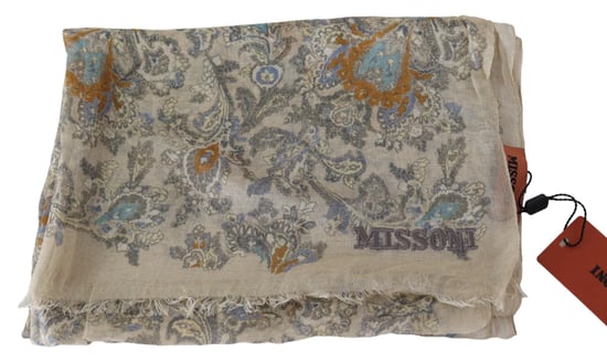 Bufanda unisex de cachemira barroca beige para hombre Missoni - Image 3