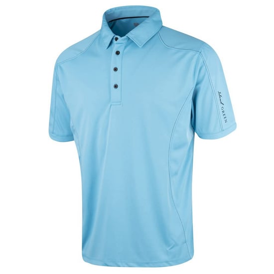 Island Green Mens Topstitched Golf Polo Shirt (Turquoise) - Image 1