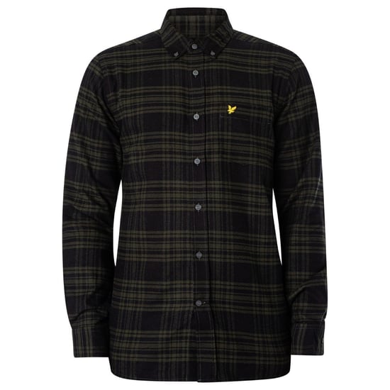 Camisa de franela de cuadros verde musgo de manga larga de Lyle & Scott - Image 1