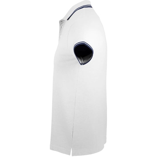SOLS Mens Pasadena Tipped Short Sleeve Pique Polo Shirt (White/Navy) - Image 3